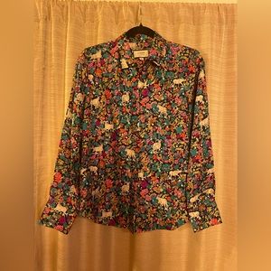 100% Silk J.Crew size 4 gloriously epic nature dress shirt.